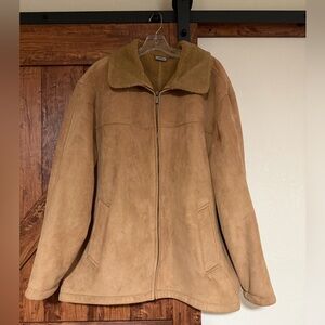 Pierre Cardin Men Shearling Coat Camel Brown. Size XL